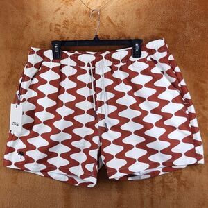 OAS Swimwear Mens XXL Brown Wavy Pattern Swim Trunks Shorts Big Lauda